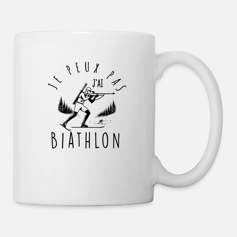 Je peux pas, j'ai Biathlon - Mug blanc - blanc