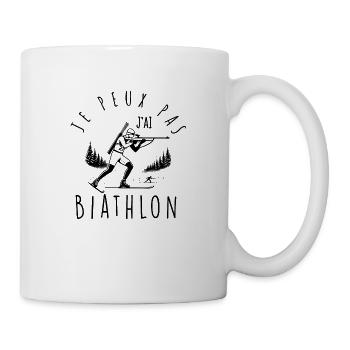 Je peux pas, j'ai Biathlon - Mug blanc - blanc - Droite