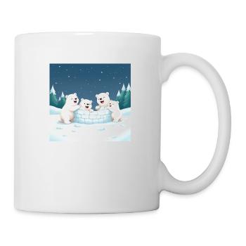 Spielende Eisbären bauen ein Iglu - Winter cartoon - Tasse - Weiß - Rechts