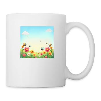 Spring Colourful Insect Parade – Sea of Flowers Sun - Mug - white - Right