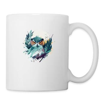hibou faune animal nature en plein air aquarelle - Mug blanc - blanc - Droite