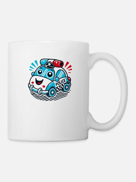Fröhliches Polizeiauto für Kinder - Tasse - Weiß