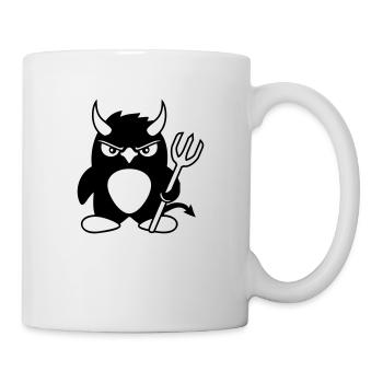 Pingouin Cornes de diable Trident Enfer Mal Satan - Mug blanc - blanc - Droite