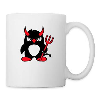 Pingouin Cornes de diable Trident Enfer Mal Satan - Mug blanc - blanc - Droite