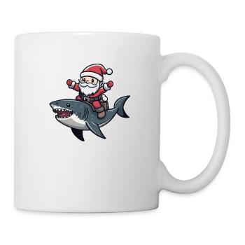 Shark Santa Claus Cartoon - Mug - white - Right