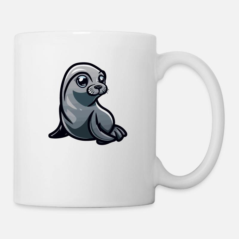 Bande dessinée d’animaux de phoque - Mug blanc - blanc