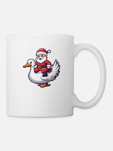 Gans Weihnachtsmann Cartoon - Tasse - Weiß