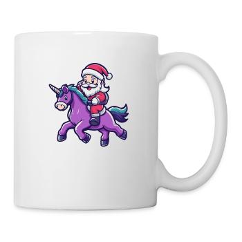 Einhorn Weihnachtsmann Cartoon - Tasse - Weiß - Rechts