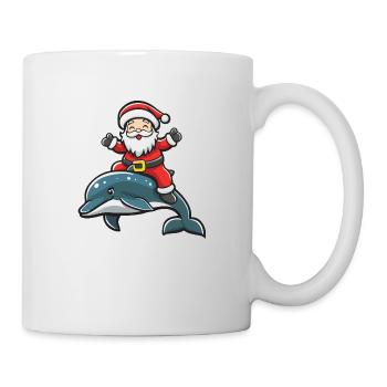 Dolphin Santa Claus Cartoon - Mug - white - Right