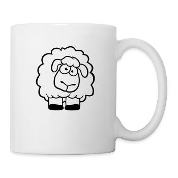 Schaf Guckt Doof Süß Niedlich Neugierig Cartoon - Tasse - Weiß - Rechts
