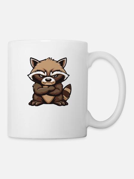 Waschbär Comic - Tasse - Weiß