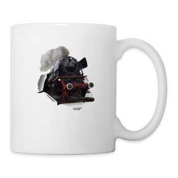 Une locomotive à vapeur brise le papier - Mug blanc - blanc - Droite