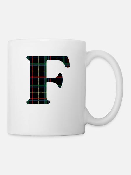 Monogramm f Schottischer Tartan - Tasse - Weiß