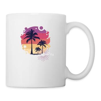 Sommer, Strand, Urlaub, Palmen, Meer - Tasse - Weiß - Rechts