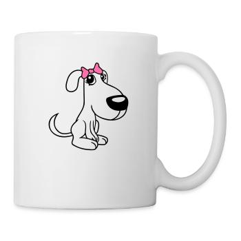 chien assis petit jolie dame arc femelle - Mug blanc - blanc - Droite