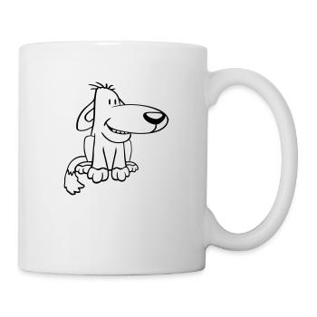 Chien Assis Mignon Drôle Heureux Comique Animal de compagnie - Mug blanc - blanc - Droite