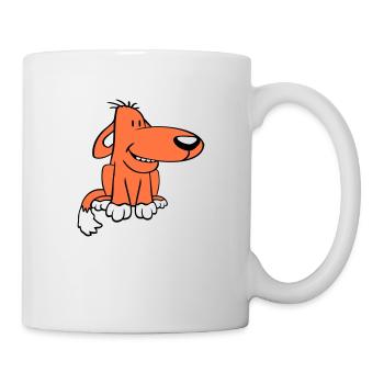 Chien Assis Mignon Drôle Heureux Comique Animal de compagnie - Mug blanc - blanc - Droite