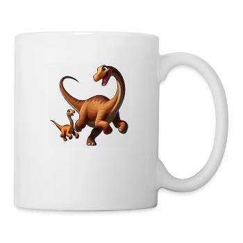 Brachiosaurus Mutter und Kind beim Herumtollen - Tasse - Weiß - Rechts