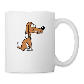 Dog Sitting Funny Happy Puppy Pet Comic - Mug - white - Right