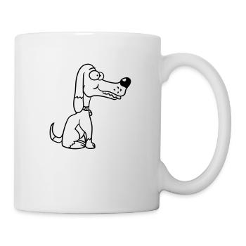Dog Sitting Funny Happy Puppy Pet Comic - Mug - white - Right