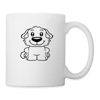 chien assis mignon petit chiot heureux animal de compagnie - Mug blanc - blanc - Droite