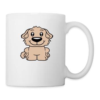 chien assis mignon petit chiot heureux animal de compagnie - Mug blanc - blanc - Droite