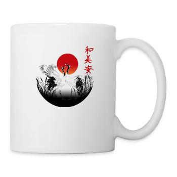 Kranichtanz, Parade im Land der aufgehenden Sonne - Tasse - Weiß - Rechts