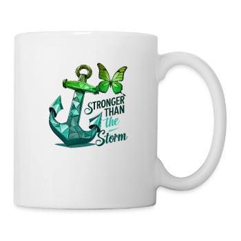 Cancer awareness breast phrase Stronger Than Storm - Mug - white - Right