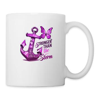 Cancer awareness breast phrase Stronger Than Storm - Mug - white - Right