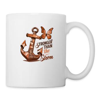 Cancer awareness breast phrase Stronger Than Storm - Mug - white - Right