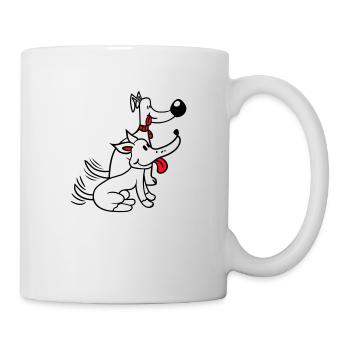 2 chiens équipe deux amis queue wiggle équipage - Mug blanc - blanc - Droite