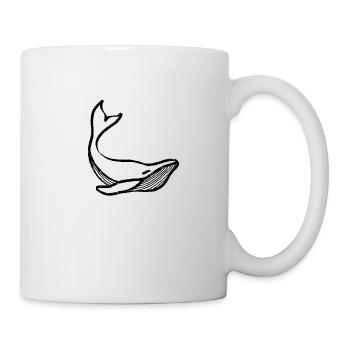 Strichzeichnung eines schwarzen Wals - Tasse - Weiß - Rechts