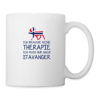 Ich brauche keine Therapie muss nur nach Stavanger - Tasse - Weiß - Rechts