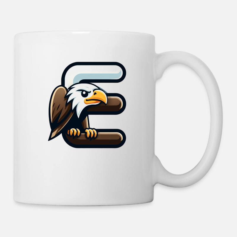 Majestic eagle with letter E - Mug - white