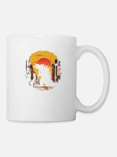Kaiju Monster Design Coucher de soleil idée cadeau - Mug blanc - blanc