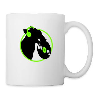 Hund DJ Musik Auflegen Club Disko Schallplatte Fun - Tasse - Weiß - Rechts