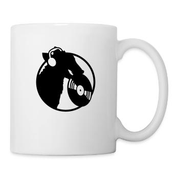 Hund DJ Musik Auflegen Club Disko Schallplatte Fun - Tasse - Weiß - Rechts