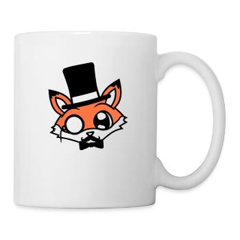 Fuchs Rotfuchs Sir Mr. Zylinder Hut Monokel Brille - Tasse - Weiß - Rechts