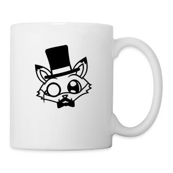 Fuchs Rotfuchs Sir Mr. Zylinder Hut Monokel Brille - Tasse - Weiß - Rechts