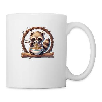raton laveur mignon mangeant des nouilles ramen - Mug blanc - blanc - Droite
