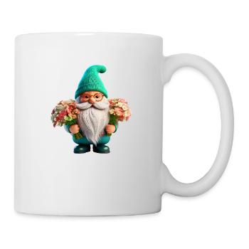 Gartenzwerg mit Blumenstrauß x2 - Tasse - Weiß - Rechts