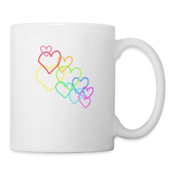 bunte Herzen Valentinstag - Tasse - Weiß - Rechts