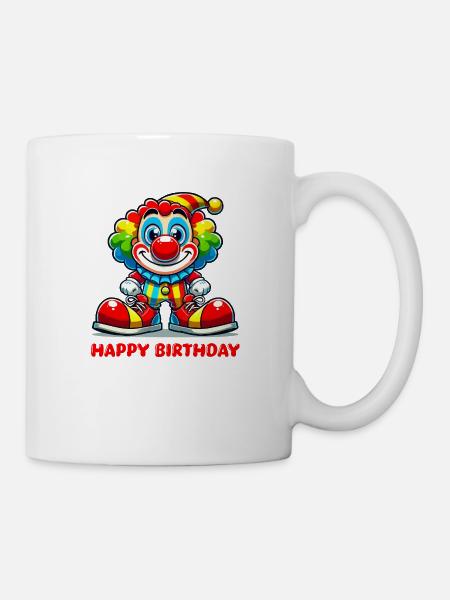 clown cartoon happy birthday - Tasse - Weiß