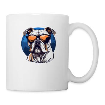 Old english Bulldog mit Sonnenbrille - Tasse - Weiß - Rechts