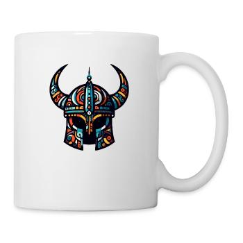 Wikingerhelm mit abstraktem Muster - Tasse - Weiß - Rechts