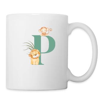 Buchstabe p grüne Dschungeltiere - Tasse - Weiß - Rechts