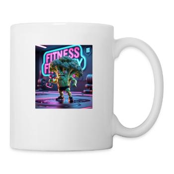 Cartoon Brokkoli Fitnessstudio - Tasse - Weiß - Rechts