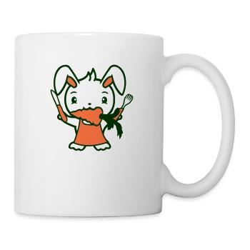 Lapin Carotte Carotte Bouche Nourriture Faim Fourchette Couteau - Mug blanc - blanc - Droite