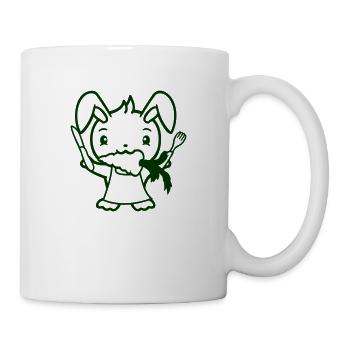 Lapin Carotte Carotte Bouche Nourriture Faim Fourchette Couteau - Mug blanc - blanc - Droite