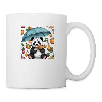 Hand drawn panda with umbrella - Mug - white - Right
